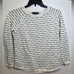 Karen Scott Sweater Womens‎ Medium Striped Basket Weave Pattern White & Black